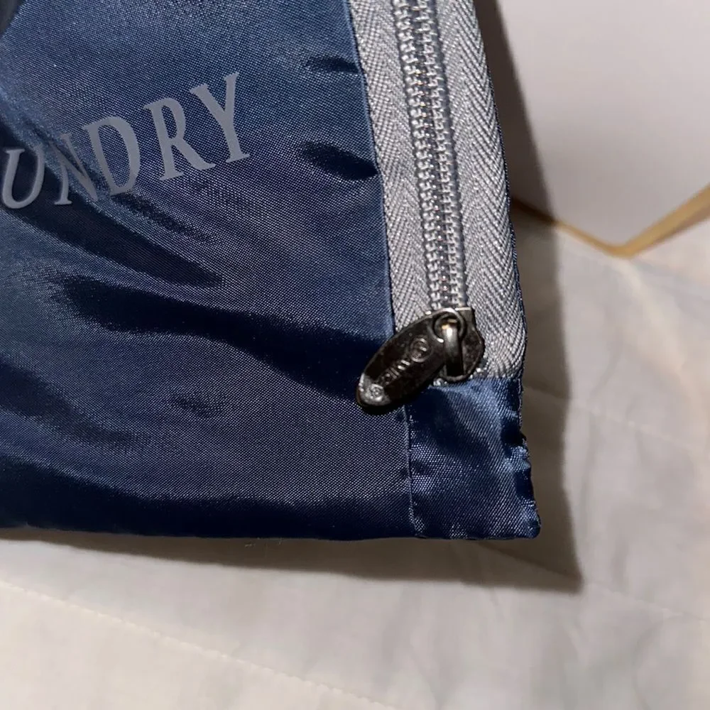 MIAMICA Navy Gray “Laundry” Foldable Travel Laundry Bag